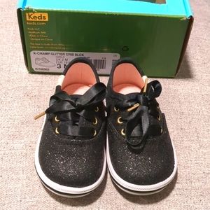 Keds For Kate Spade Black Glitter Crib Shoe 3M